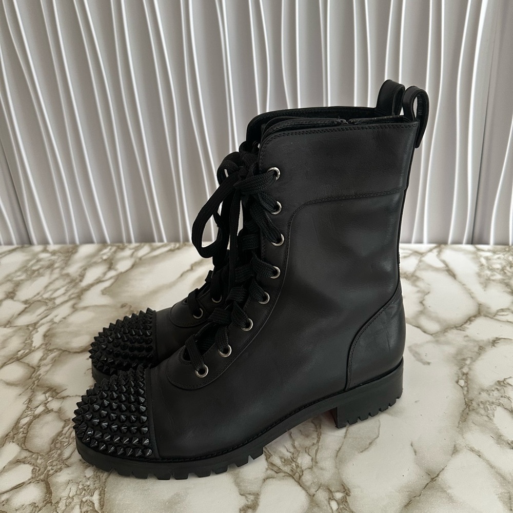 Christian Louboutin Black Studded Combat Boot (TS Croc)
